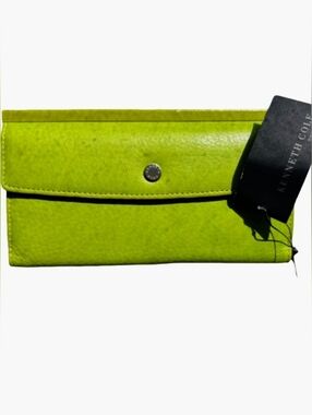 Kenneth Cole Lime Green Leather Wallet Clutch